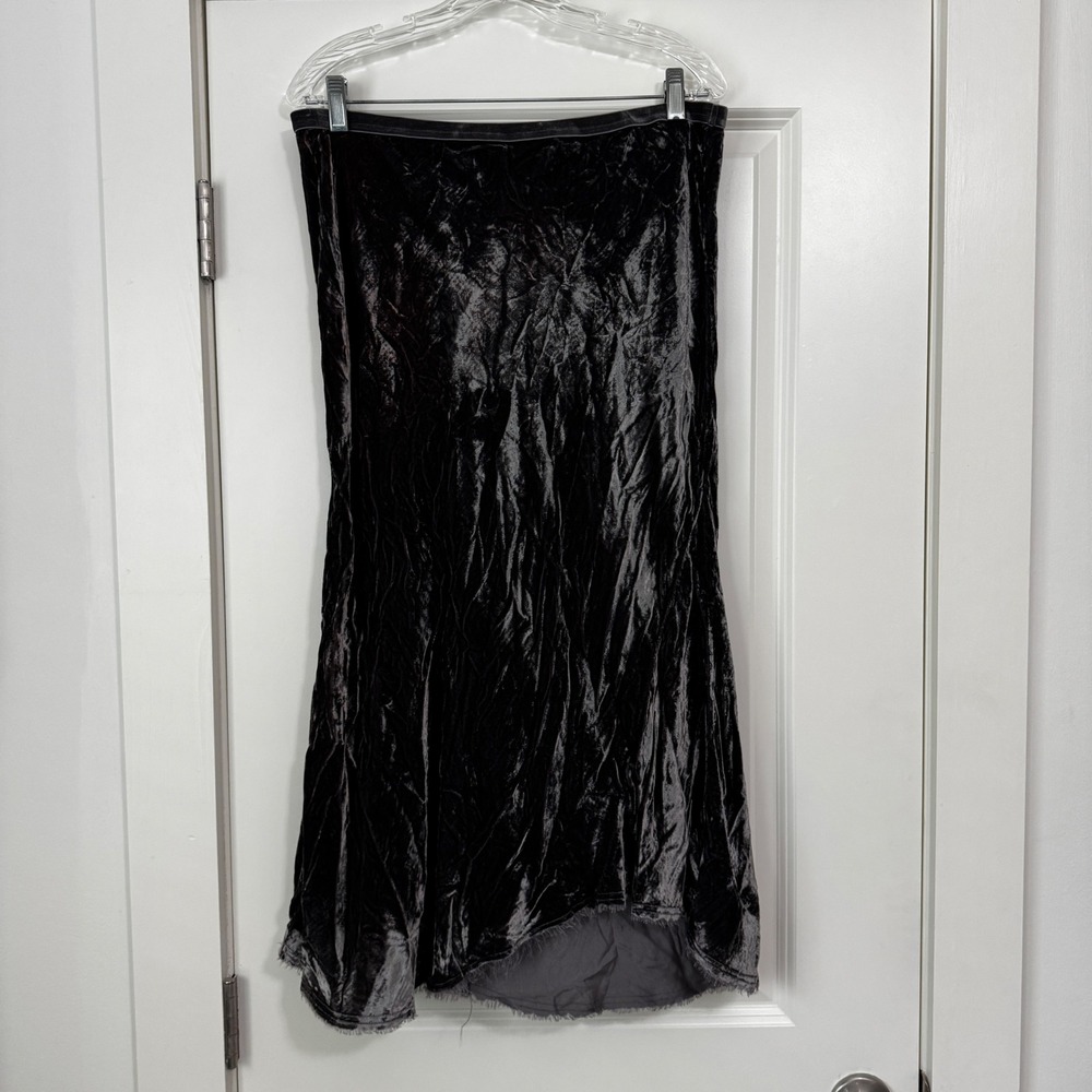 Go Silk Large Crinkled Velvet Midi Skirt Gray Witchy Whimsigoth Modern
